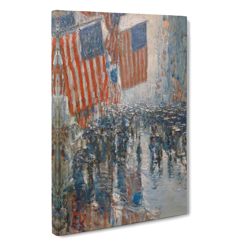 Rainy Day On Fifth Avenue by Childe Hassam - Wrapped Canvas Painting, 50cm H x 35cm W x 3cm D