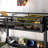 Twin over Twin Metal Bunk Bed with Storage Drawers Shelves, USB Ports LED Light, Convertible Sofa Bed, Black