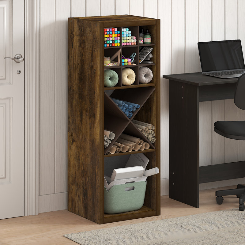 Organisateur de rangement Ebern Designs Darrington, (3 tablettes) H 43,98 po x l 15,87 po x P 14,57 po, Bois de pin ambré