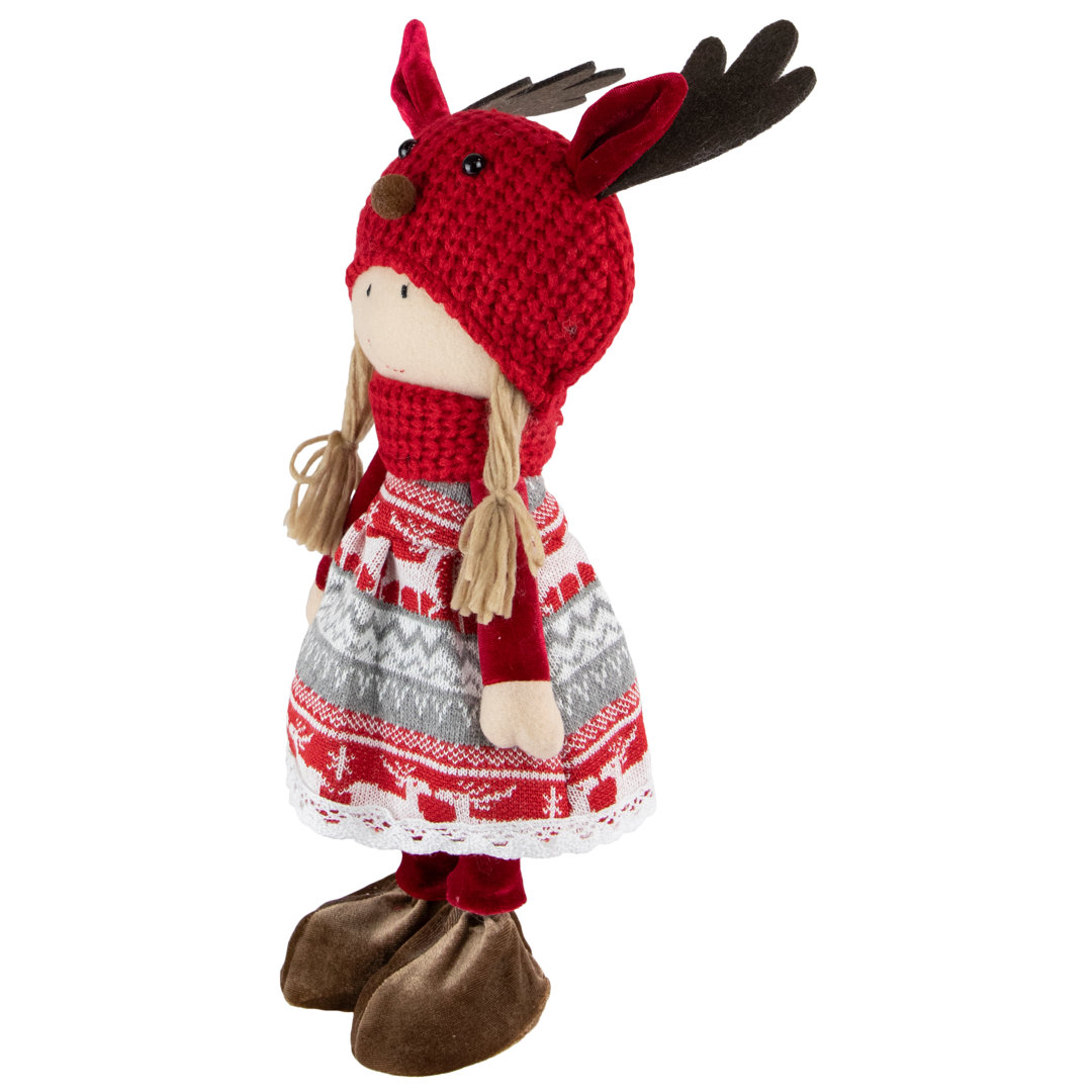16" Little Nordic Girl in Moose Antler Hat Christmas Figure Northlight Seasonal
