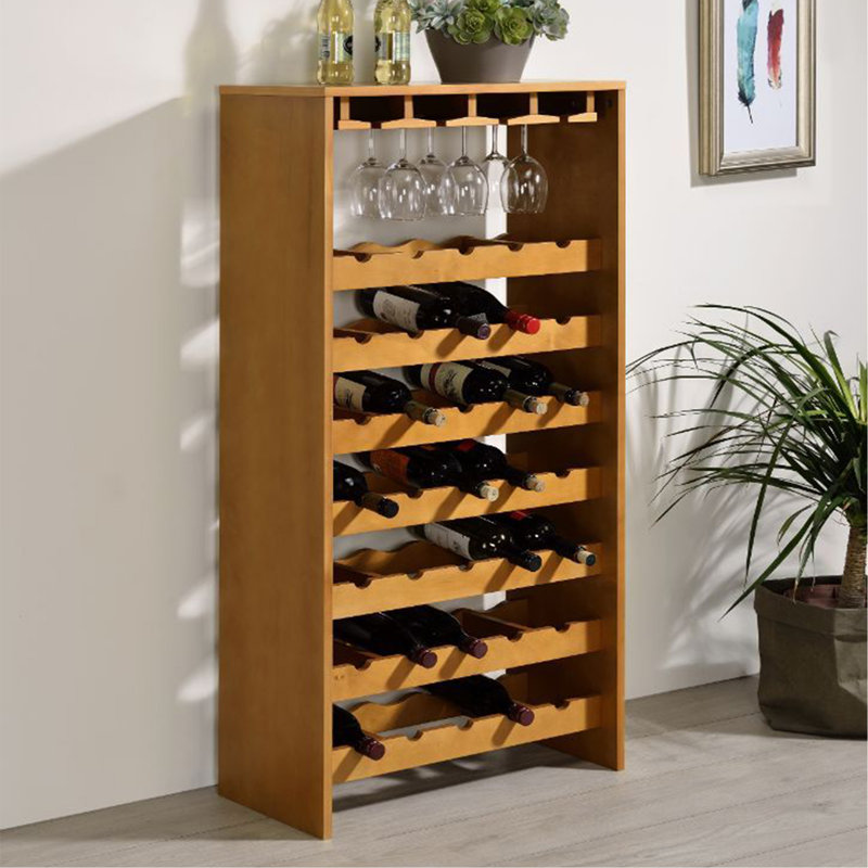 Support à vin en chêne à 7 niveaux, H 48,5 po x l 23,6 po x P 12,4 po
