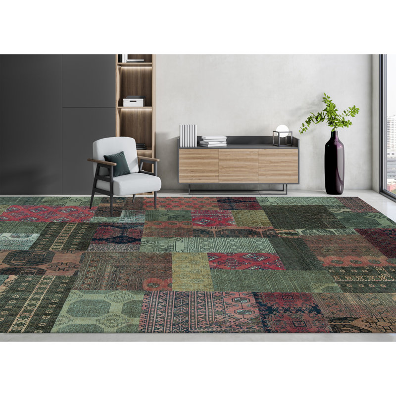 Afghan Wool Patchwork Area Rug