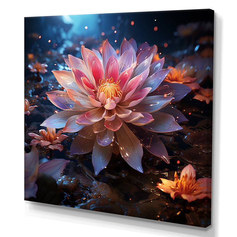 Pétales du lotus sacré II sur toile, Toile tendue, H 24 po x l 24 po x P 1 po