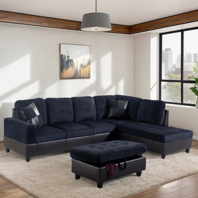 Canapé modulaire en L 103,5 po, Orienté vers la droite, Microfibre brun foncé