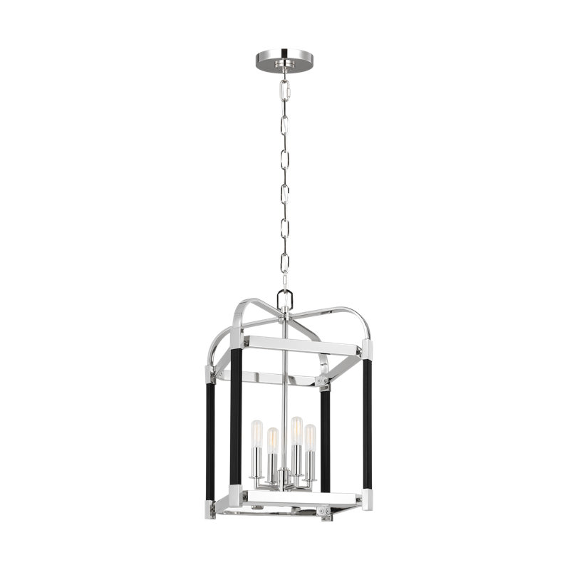 Lustre rectangulaire à 4 lumières Hadley, Nickel poli