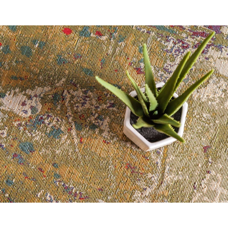 Tapis d'intérieur / extérieur multicolore à motif abstrait Trona, Rectangle 2 pi 2 po x 3 pi 1 po