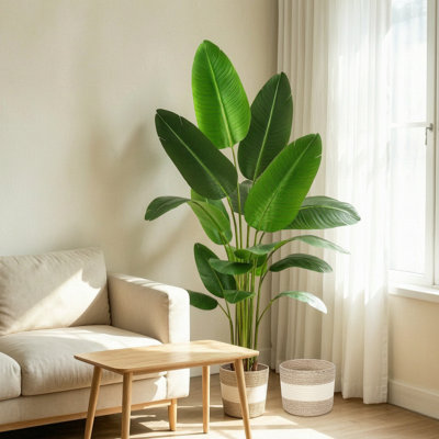 Bird of Paradise Artificial Plant 6 ft Tall Faux Banana Leaf Tree 2 Pack 18-Blade Fan Large Decorative Plants for Living Room Indoor Outdoor Home Decor