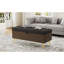 Banc multifonctionnel moderne gris avec pieds en métal doré et design pour le salon de style américain-131300868