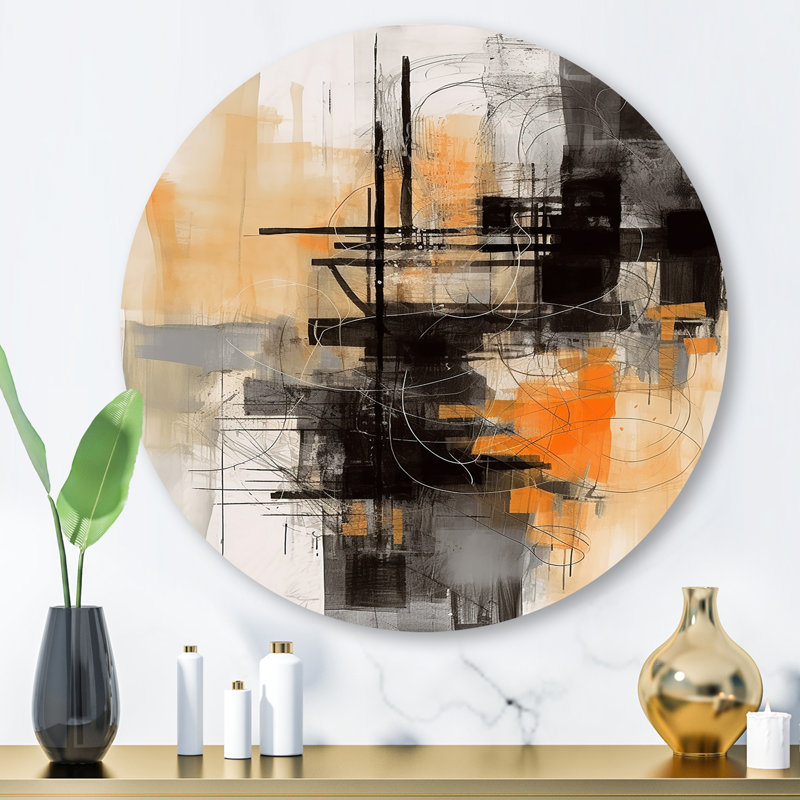 Dessin abstrait Shapes II sur impression métallique, H 29 po x l 29 po x P 1 po