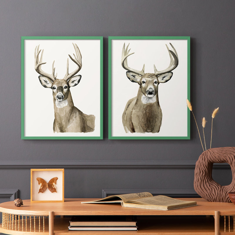 Impression encadrée Handsome Whitetail I-Premium - prête à être accrochée - aucun clou requis - aucun clou requis, Gris