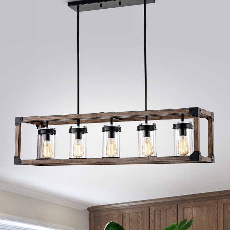 Luminaire suspendu linéaire pour îlot de cuisine 5 lumières Kirstie