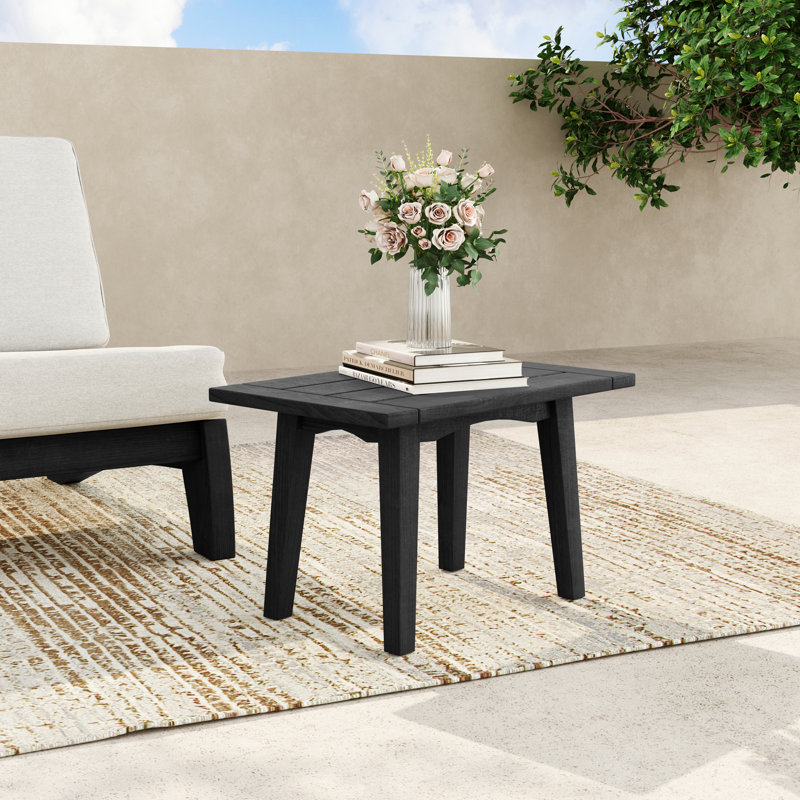Jolliff Rectangular Wood Outdoor Side Table , 19.7'' in. W 13.6'' in. D, Black, Gray