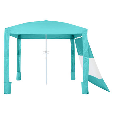 Beach Cabana, auvent de plage de 8 x 8 pi avec paroi latérale, protection UPF 50+ et installation facile avec poches de sable, parasol à hauteur réglable et abri de soleil pour famille et amis, vert