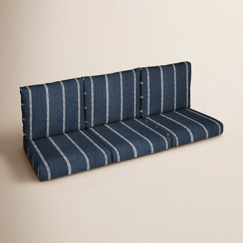 Sunbrella Striped 6 Piece Outdoor Sofa Cushion, Blue