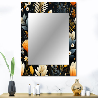 Motif boho inspiré de la nature Benedit - miroir mural botanique unique, miroir botanique, impression d'art en métal