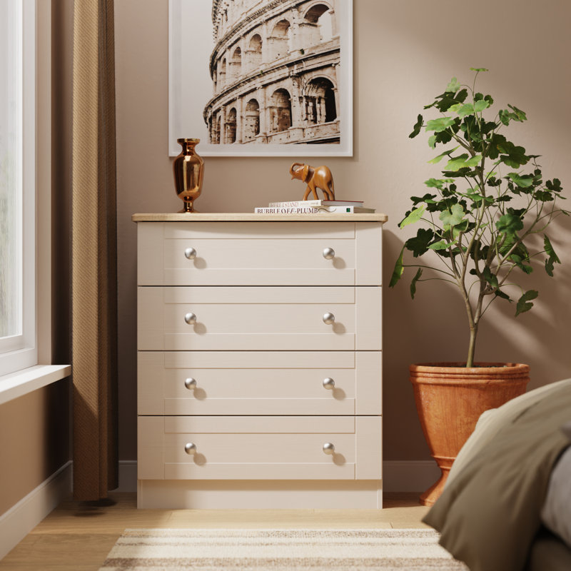 77 cm W Chest of 4 Drawers, Beige