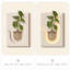 Art mural rectangulaire moderne en grès sculpté à la main moderne de style crème 3D avec plante artificielle et vase hydroponique pour le salon-78031504-78031505