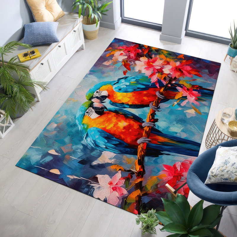 Exquisite Floral Pattern With Pile Soft Printed Rug for a Touch of Elegance in Your Living Room or Bedroom Decor
