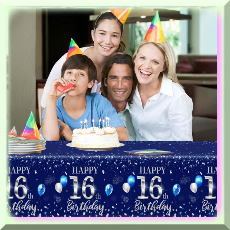 Rosegold 9th Birthday Fabric Backdrop Banner 59"x35.4"