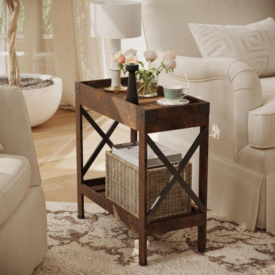 Slim Side Table With Charging Station, Built-In USB Ports And Power Outlets, Compact Design For Small Spaces, Modern End Table With Secure Lid