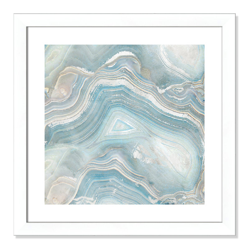 «Priya Agate in Blue I», reproduction d'art graphique encadrée, Blanc mat, H 25 po x l 25 po x P 1,25 po