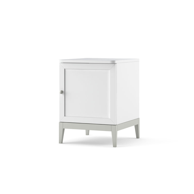 Elle 41cm W Solid + Manufactured Wood Bedside Table, White/Grey