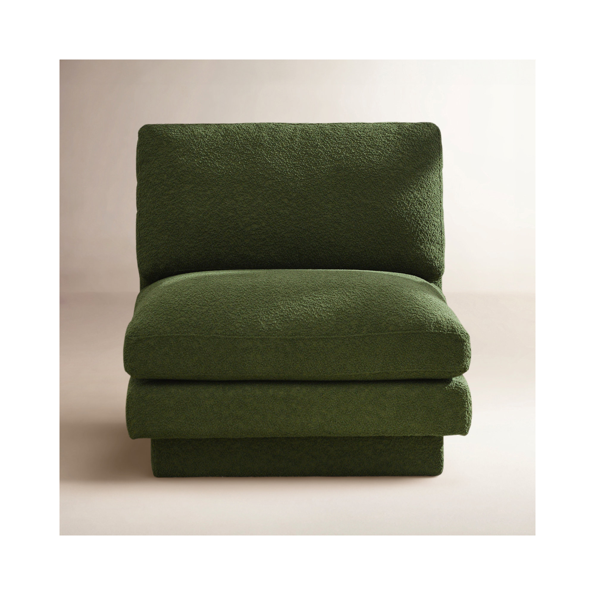 Woolf 34" Modern Boucle Upholstered Slipper Chair, Green Boucle