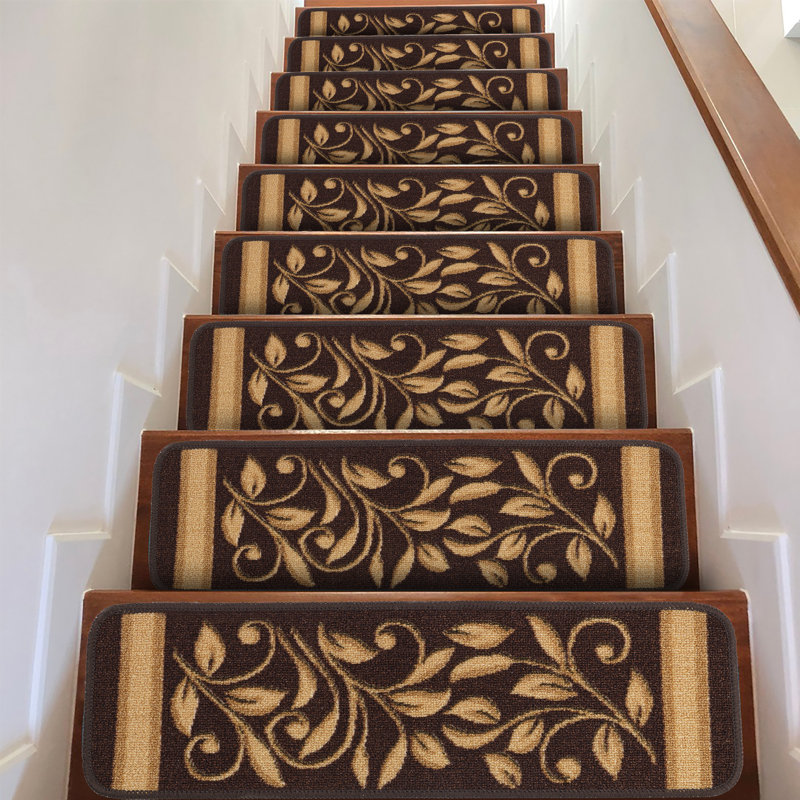 Tapis d'escalier intérieur antidérapant Ameri, Brun