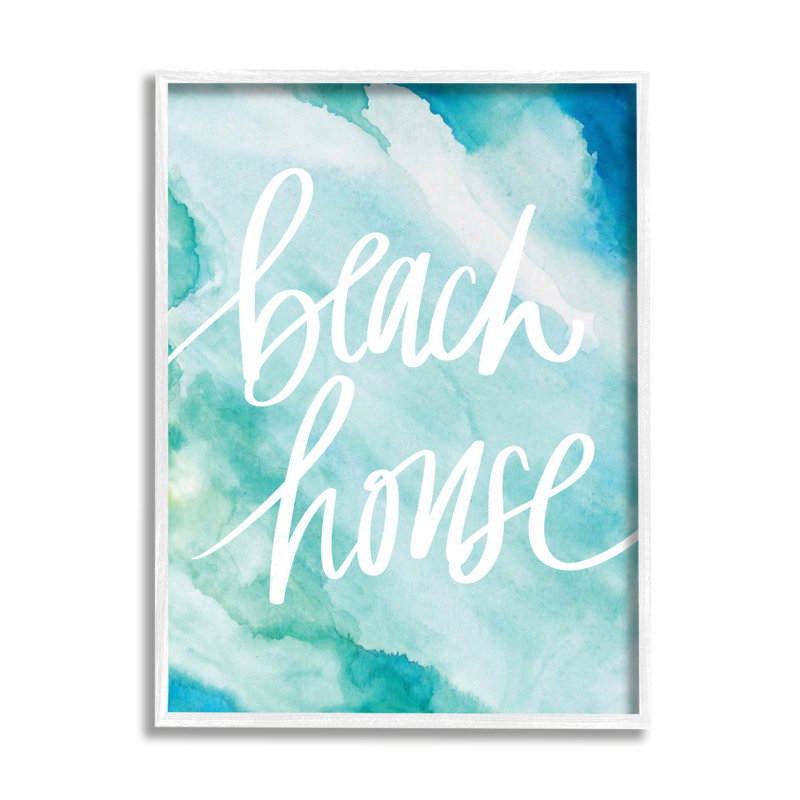 "Trinx Beach House", aquarelle encadrée par Gacy, par Lacy Tatum, Cadre blanc, H 30 po x l 24 po x P 1,5 po