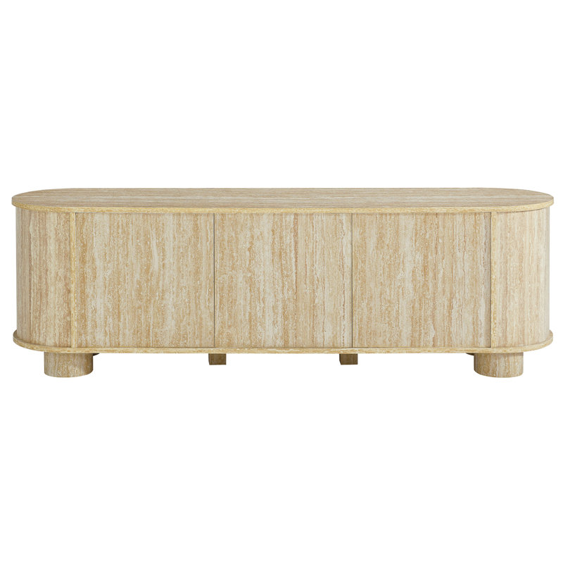Overture 63” Oval Faux Travertine TV Stand In Travertine