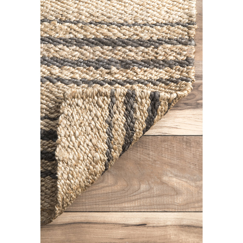 Sandy Natural Striped Jute Handmade Area Rug 3' x 5'