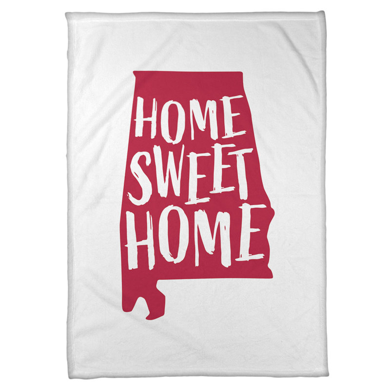 Jeté polaire à la maison alabama, l 52,5 po x L 62,5 po, Blanc / rouge