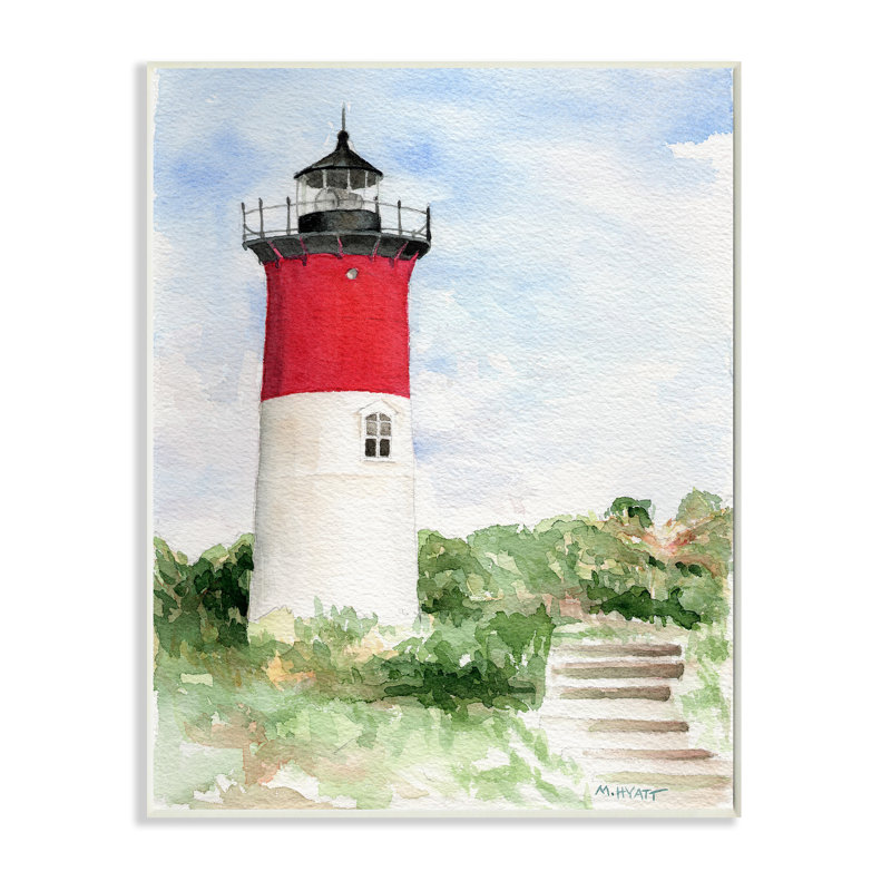 Escalier menant au phare de Nauset, falaise verte, H 15 po x l 10 po, Plaque murale