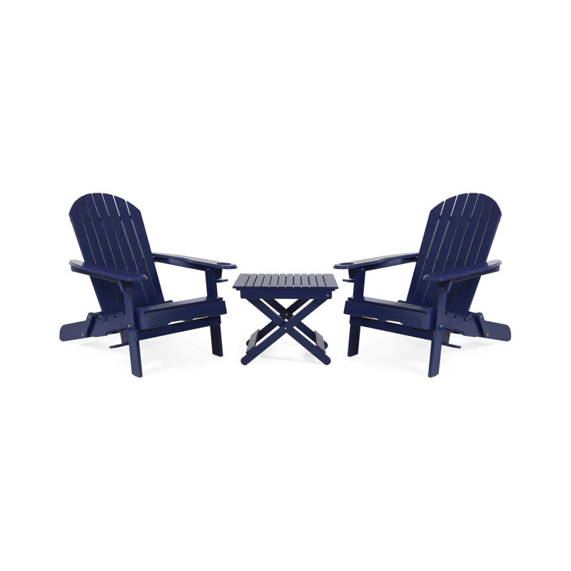 Mccombs Outdoor 3 Piece Seating Group, Navy Blue