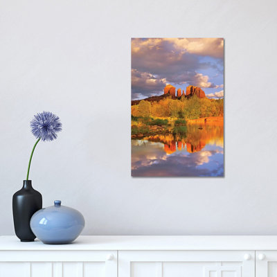 Cathedral Rock Reflected in Oak Creek at Red Rock Crossing 1 Piece Wrapped Canvas Wall Art
