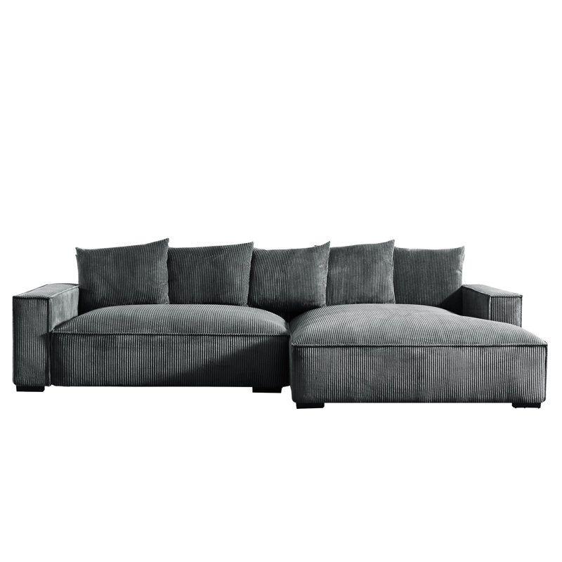 Oversized sectional, Right Hand Facing, Gray Corduroy