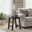 Petite table d'appoint carrée en bois, finition noire