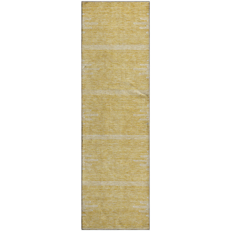 Premium Machine Washable Cerrito Gold Rug, Runner 2'3" x 7'6"