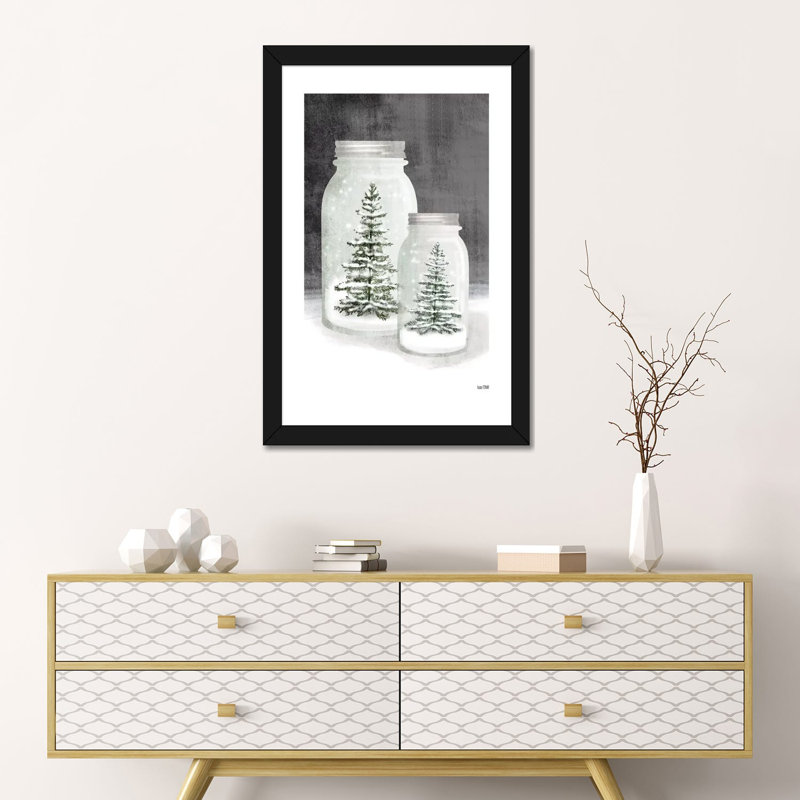 Impression de boules de neige Mason par maison Fenway, Papier encadré noir, Blanc, H 24 po x l 16 po x P 1 po