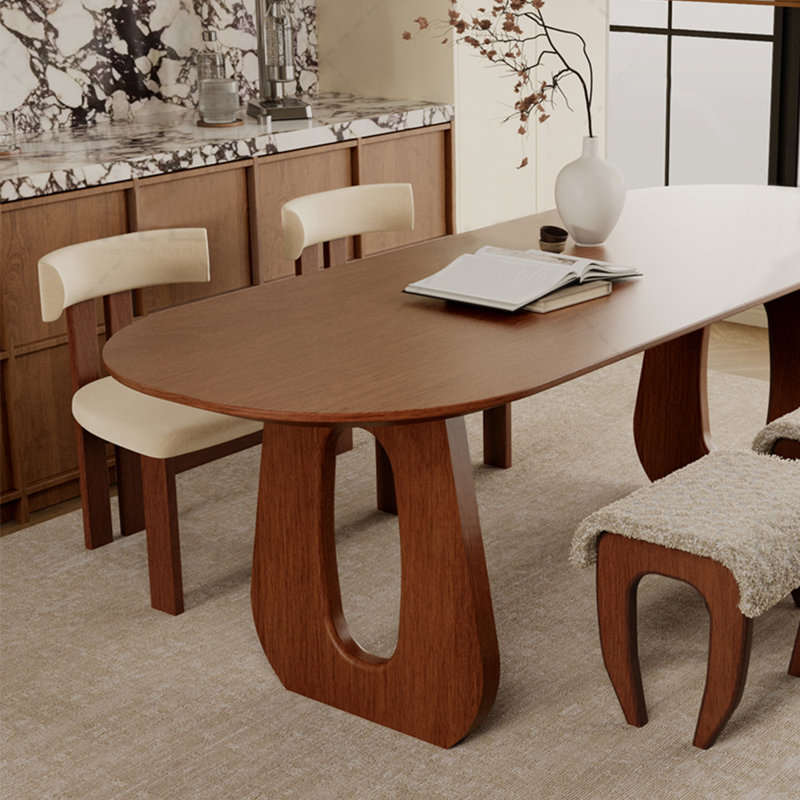 Table de salle à manger ovale en bois massif, H 29,53 po x L 55,12 po x l 29,53 po