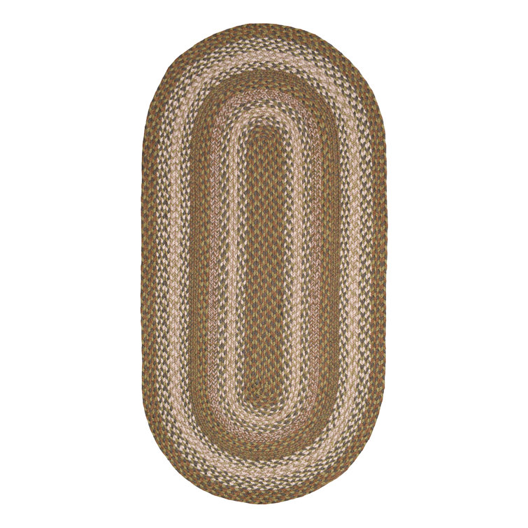 Bryiana Farmhouse Braided Jute Green Area Rug