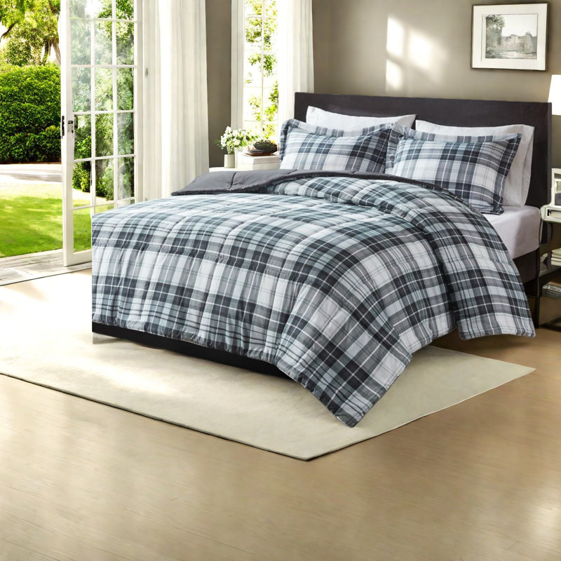 Ensembles de literie confortables toutes saisons, en microfibre de style écossais classique, pour un usage domestique