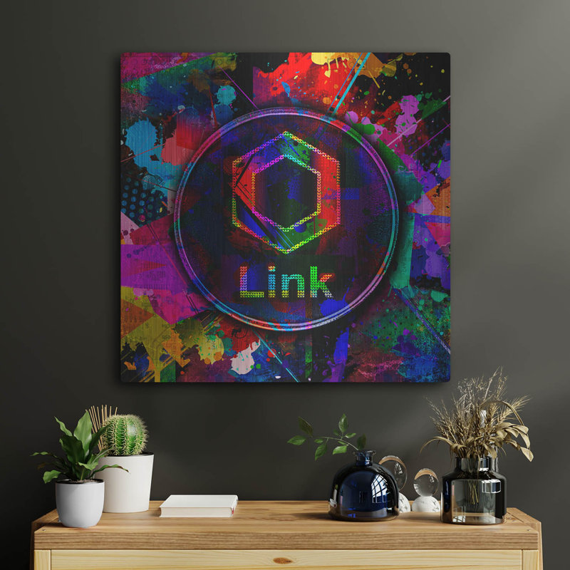 «Link Crypto Coin Color», art mural en métal, H 24 po x l 24 po