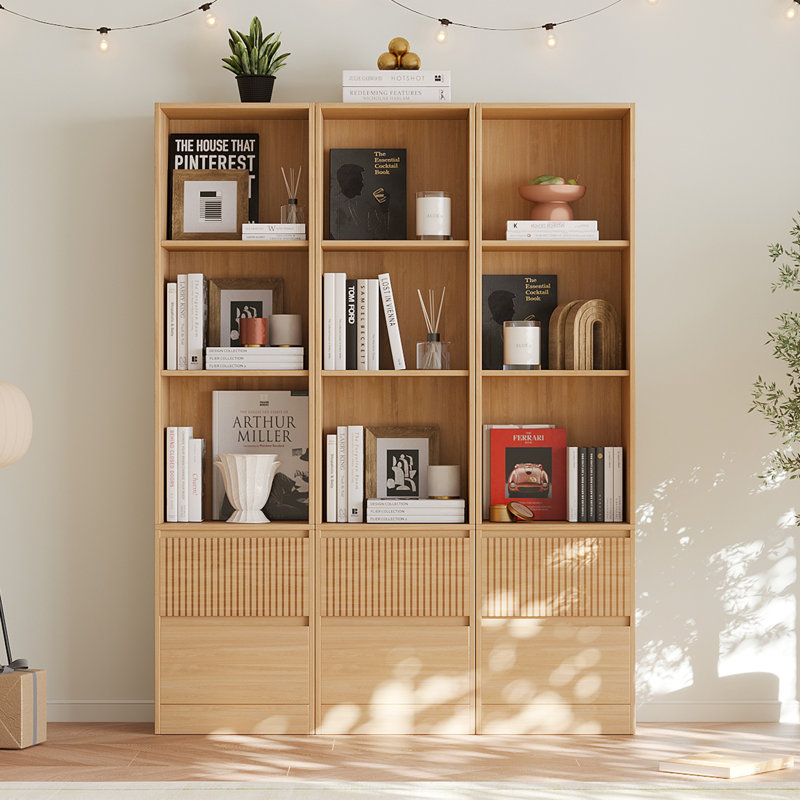 Branigans 3 Pcs 3-Tier Cube Bookshelf Storage Cabinet With Double Drawer And Shelf