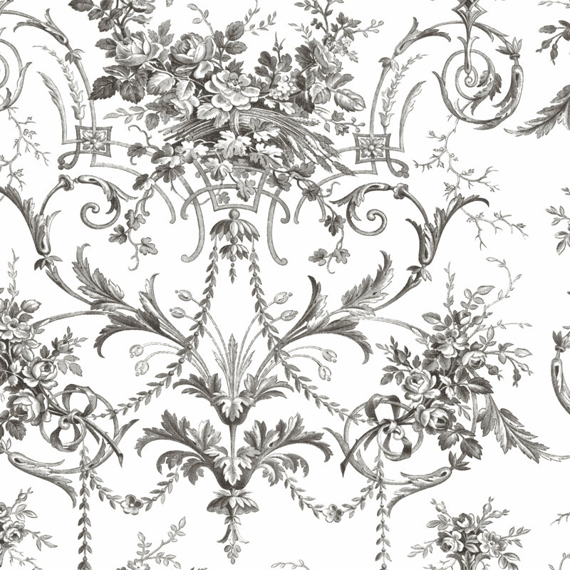 Laura Ashley Tuileries Charcoal Grey Wallpaper, Gray