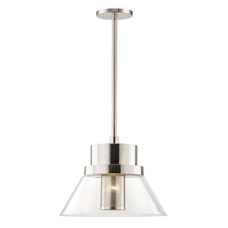 Luminaire suspendu 1 lumière Paoli, Nickel poli, l 12po x P 12 po