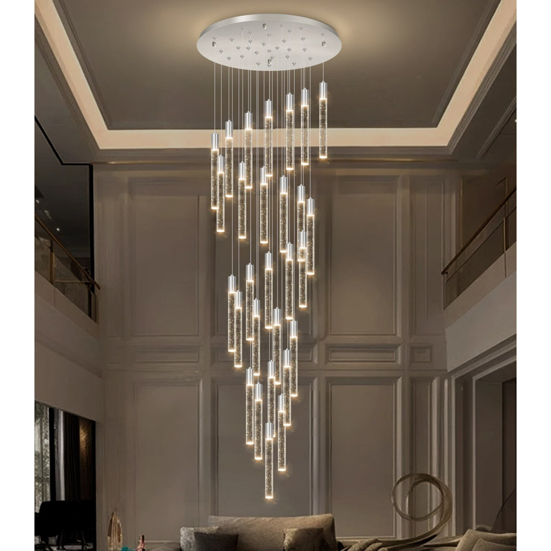 Lustre clair en cristal à intensité variable, Argent argent, 28