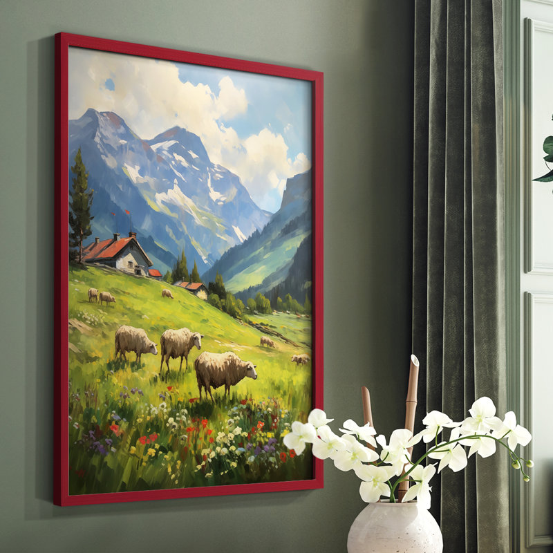 ANIMALS Series CECX - reproduction encadrée de qualité supérieure - prête à être accrochée - aucun clou requis, Rouge