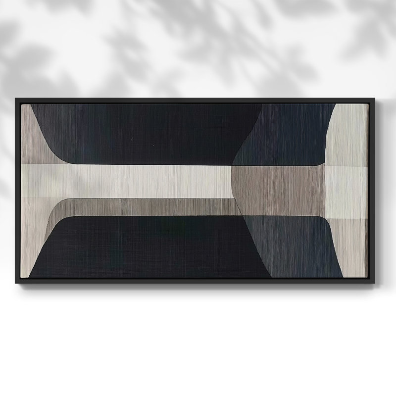 Série abstraite - DCLV - Toile tendue avec châssis encadré - Prêt à être accroché, Noir, H 21 po x l 41 po