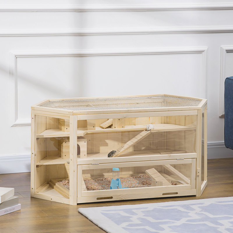 Cage à hamster en bois polyvalente avec aire de jeux et conception conviviale